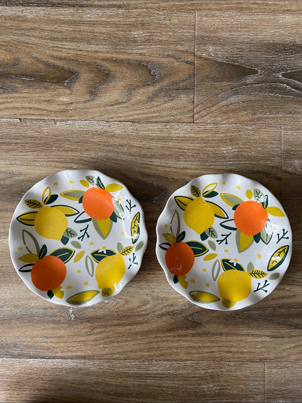 Coton Colors by Laura Johnson 8” Ruffle Citrus Salad Plate Set of Two